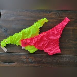 NEW NWT VS The Ruffle ITSY Neon Pink and Green/Yellow-L